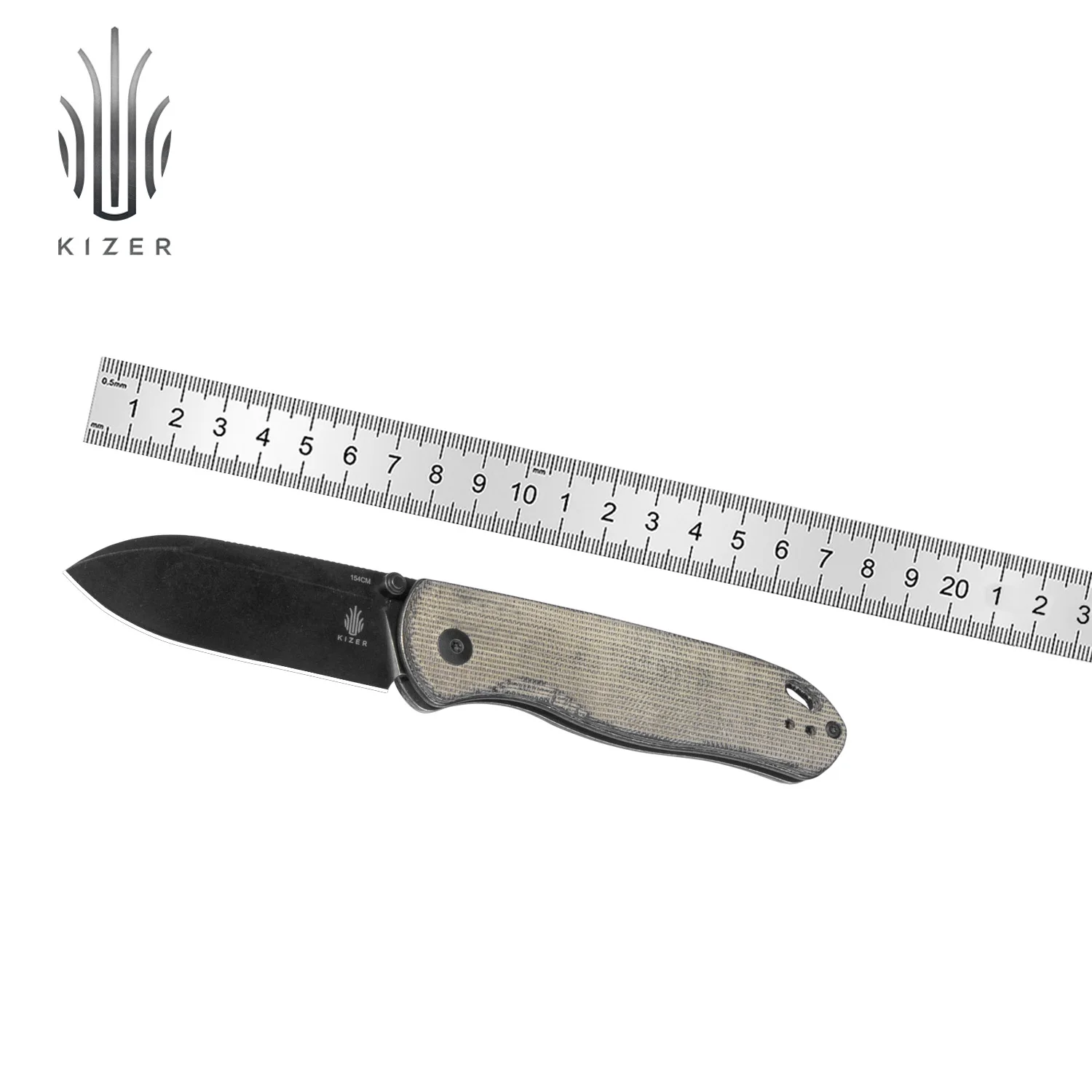 Kizer Pocket Knife Drop Bear V3619C1/C2/C3/C4  Aluminium/Micarta Handle with 154CM Steel Blade Outdoor EDC Knife 4