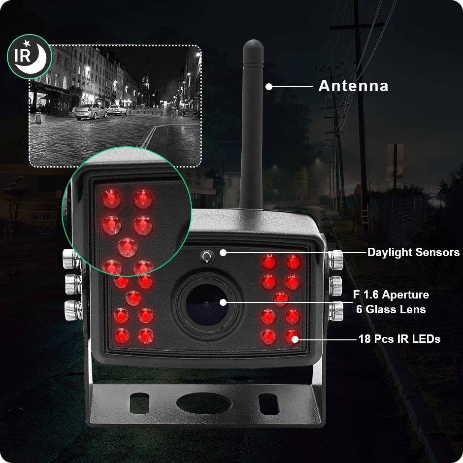 Wireless Truck DVR Monitor AHD 720P High Definition Night Vision Reverse Backup Recorder Wifi Camera 7 inch For Bus Car GreenYi monitor display car parking monitor