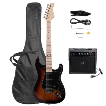 ST Stylish Electric Guitar with Black Pickguard Golden 1