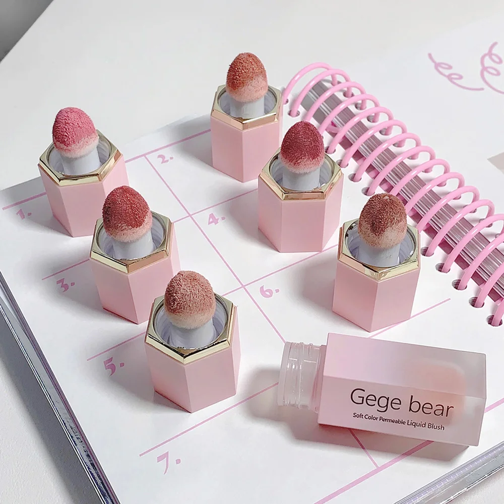 Gege Bear Liquid Blush Cream 6 Colors Smooth Velvet Matte Pink Blusher Natural Easy To Smudge 3