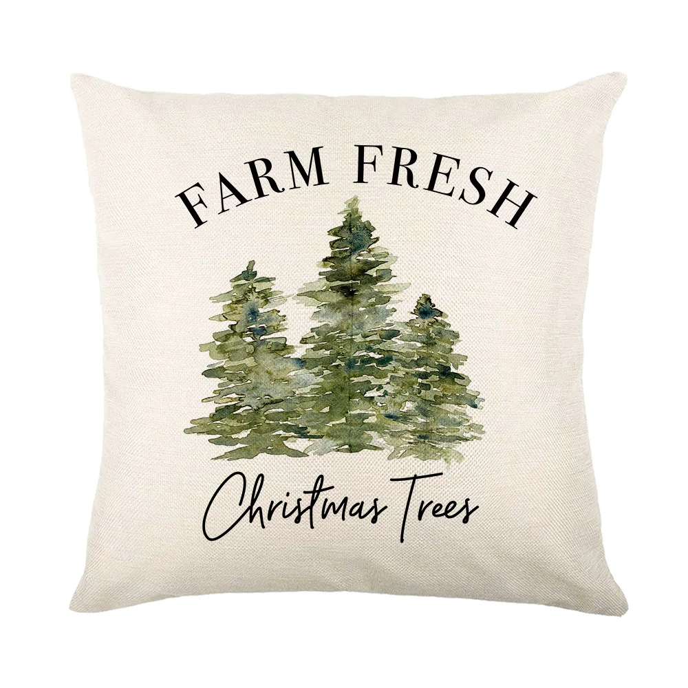 Merry Christmas Decorative Pillow Cover 45x45 cm Linen Throw Pillowcase Christmas Decorations Home Decor Cushion Cover for Sofa