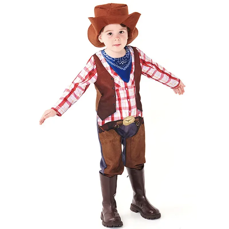 

Детский ковбойский костюм на Хэллоуин для мальчиков, детские ковбойские костюмы в западном стиле, костюм для косплея Пурим, платье для мероприятий, предметы одежды для выступлений на сцене
