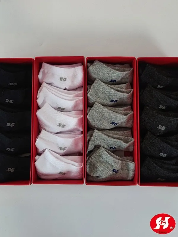 화산콴 남성용 면 양말 통기성 항균 스포츠 땀 흡수 미끄럼 방지 5켤레 순면 보트 양말