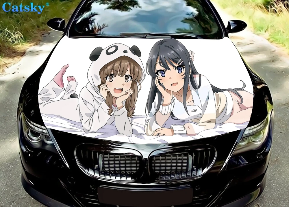

Автомобильные напольные коврики Mai Sakurajima Peeker, Виниловая наклейка на капот, полноцветная графическая наклейка