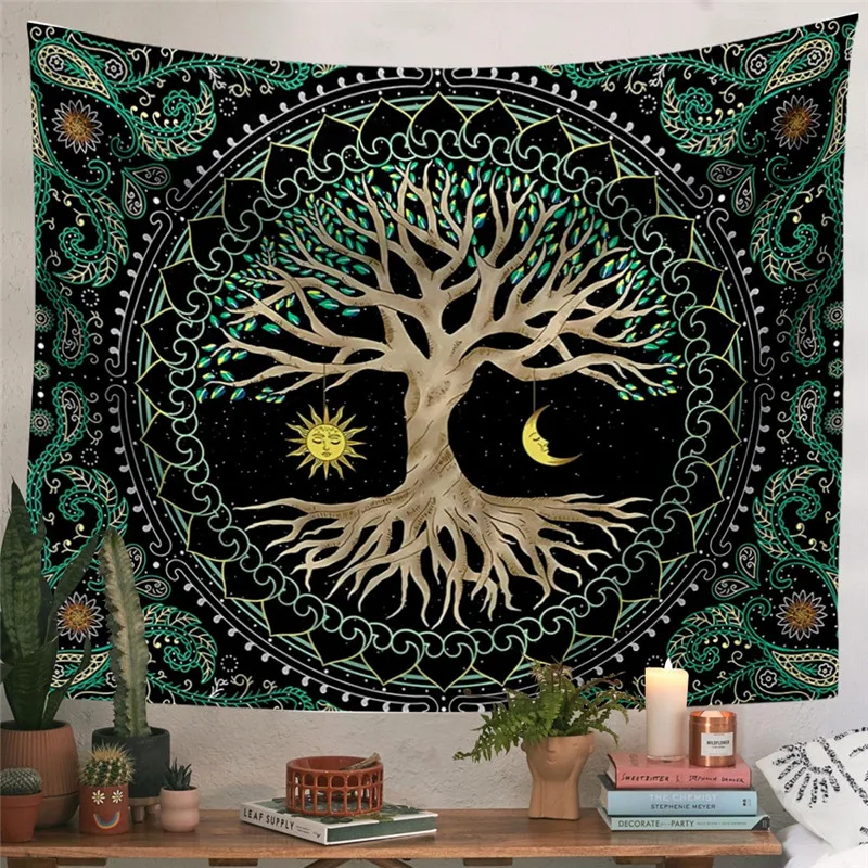 Cosmic Tree of Life Tapestry Fantasy Big Tree Wall Cover Home Decor Origin Tree Background Bedroom Wall Hanging Cloth