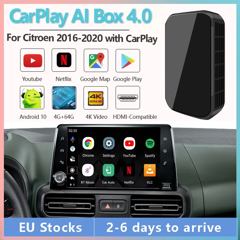 Автомобильный мультимедийный плеер S21 Android 10 4 Гб + 64 ГБ Apple CarPlay для Citroen |