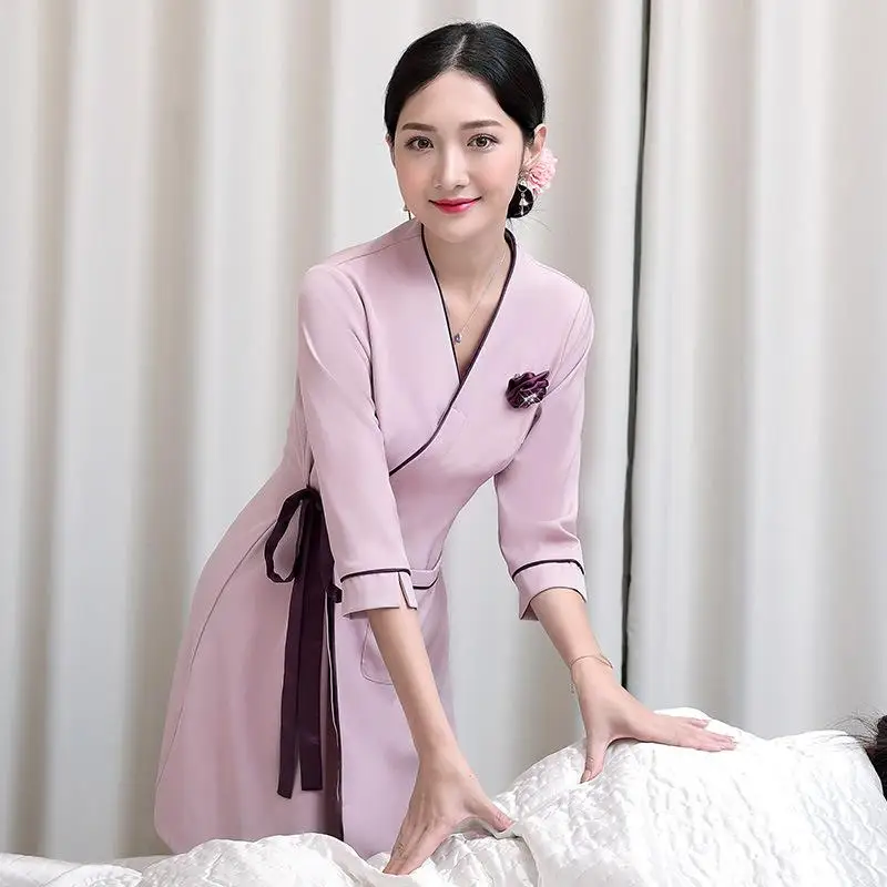 

Women Uniform for Beauty Salon Sauna Foot Bath Beautician Clothing Massage Clothing Hotel Elegant Work Clothes Spa Dress 2023