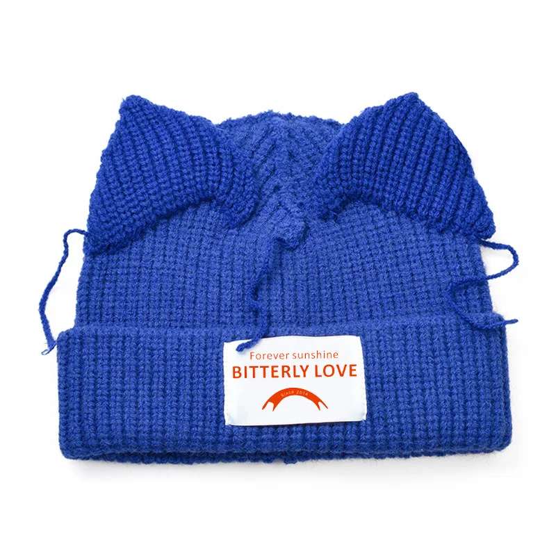

Novel Design Personality Cat Pig Ears Lovers Knitted Wool Hats Cute Warm Autumn And Winter Men And Women Hat