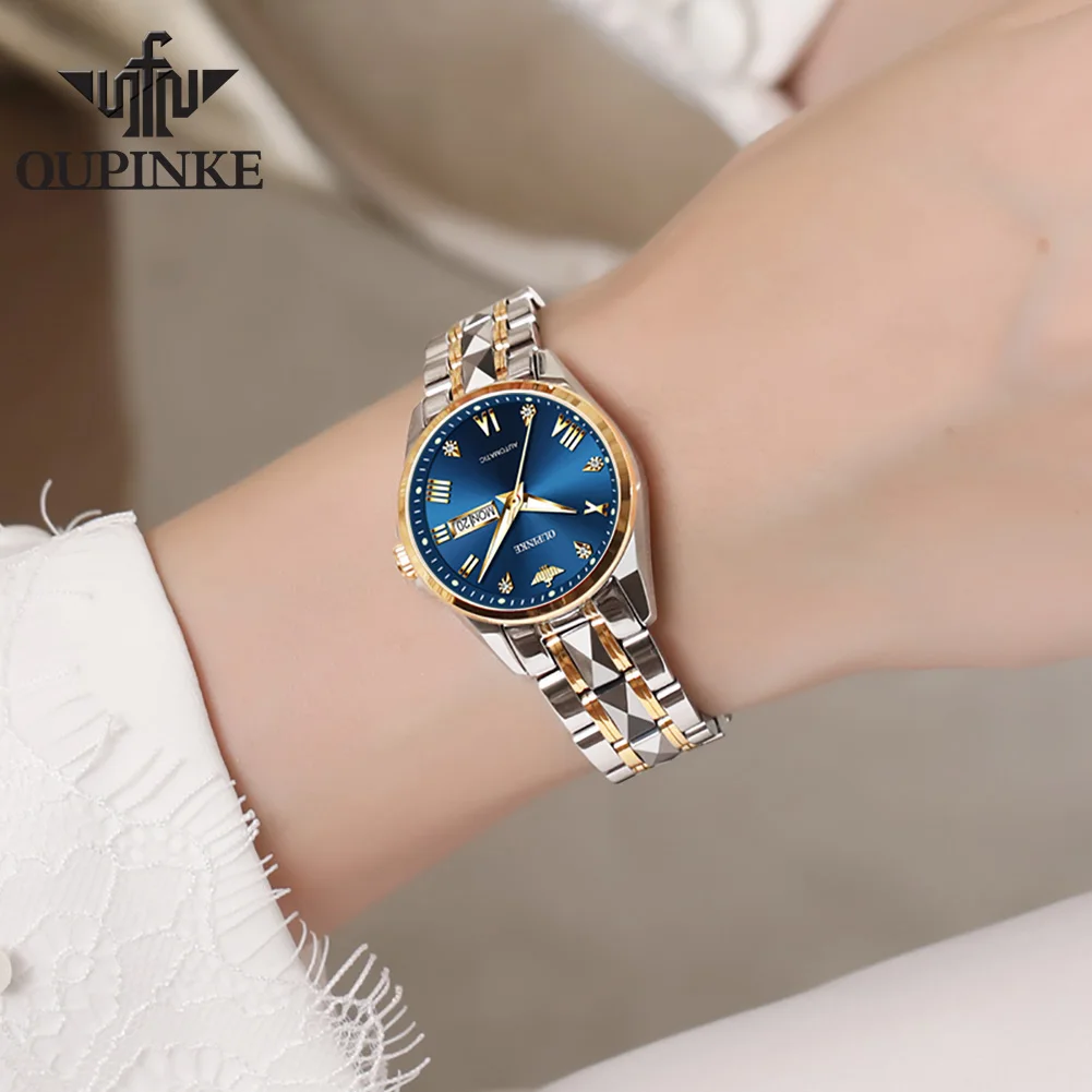 OUPINKE 3171 Women's Watch Top Luxury Tungsten Steel Sapphire Brand Waterproof Automatic Mechanical Watch Elegant Women's Watch