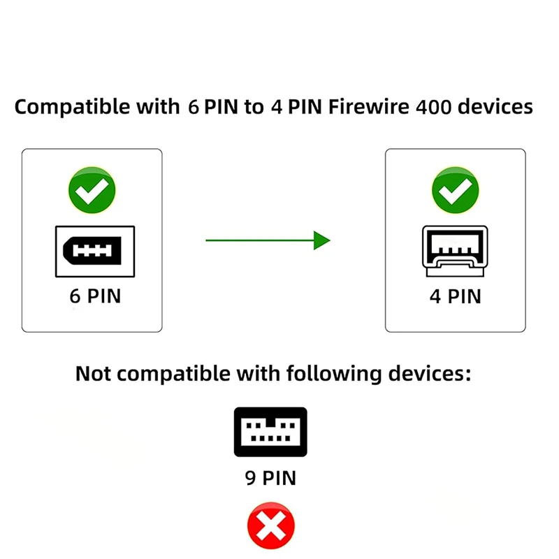 IEEE-1394 FireWire 케이블 6핀-4핀 FireWire 400 케이블 6핀-4핀 남성-남성 데이터 전송 케이블