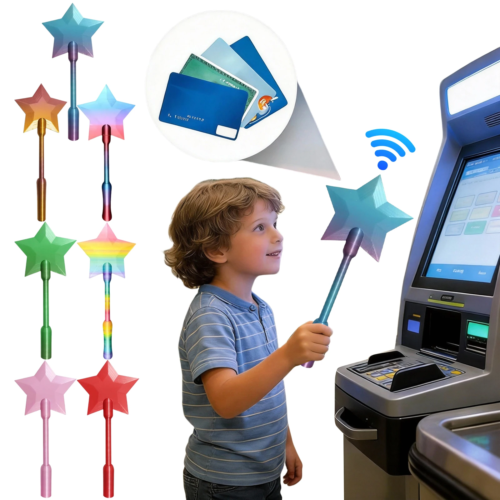 3D-Gedruckter Zauberstab Kreditkartenhalter Tap-to-Pay Magischer Feenstab für Kinder und Erwachsene Leichter Kontaktloser Kreditkarten-Zauberstab