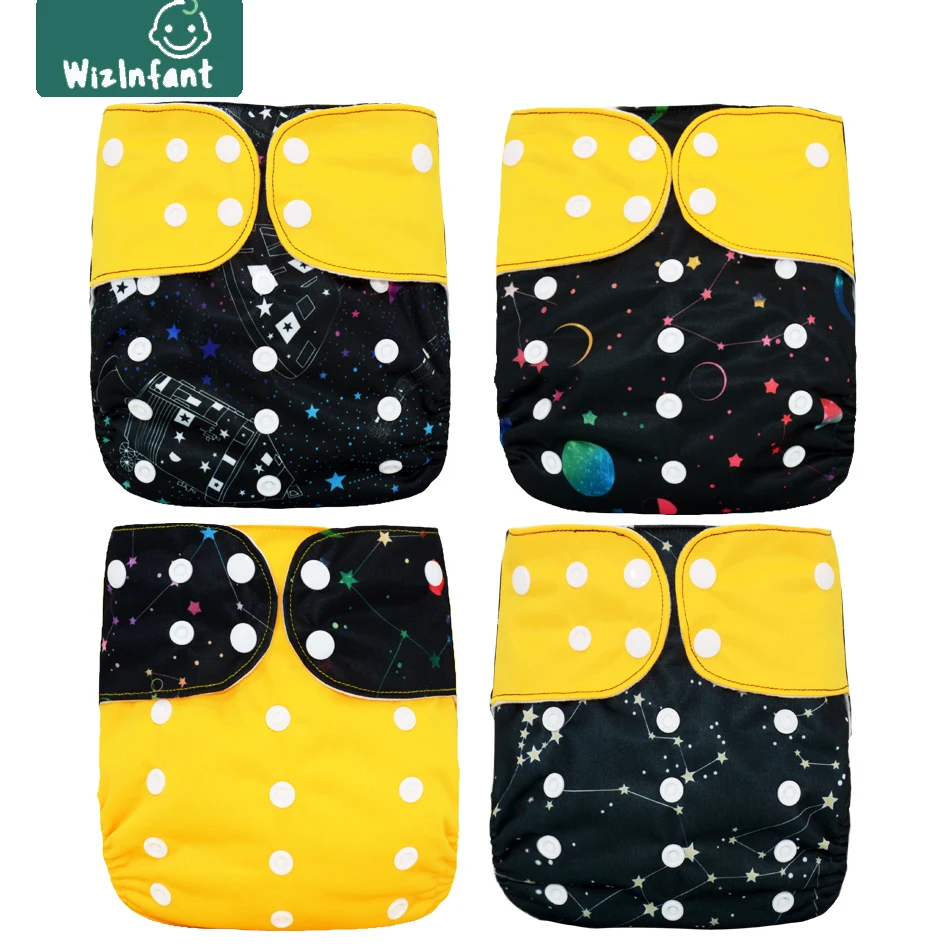 

WizInfant ECO-friendly Suede Cloth New 4pcs/Set Washable Pocket Diapers Reusable Fralda Ecological Diaper For Boys and Girls