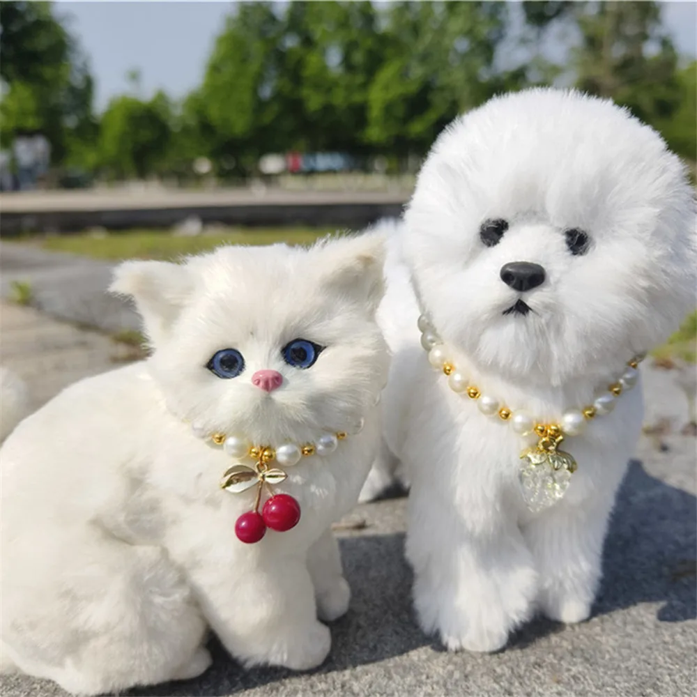 블링 하트 펜던트 애완 동물 진주 목걸이, 고양이 쥬얼리 칼라, 강아지 액세서리, 개 체인 치와와 웨딩 주얼리