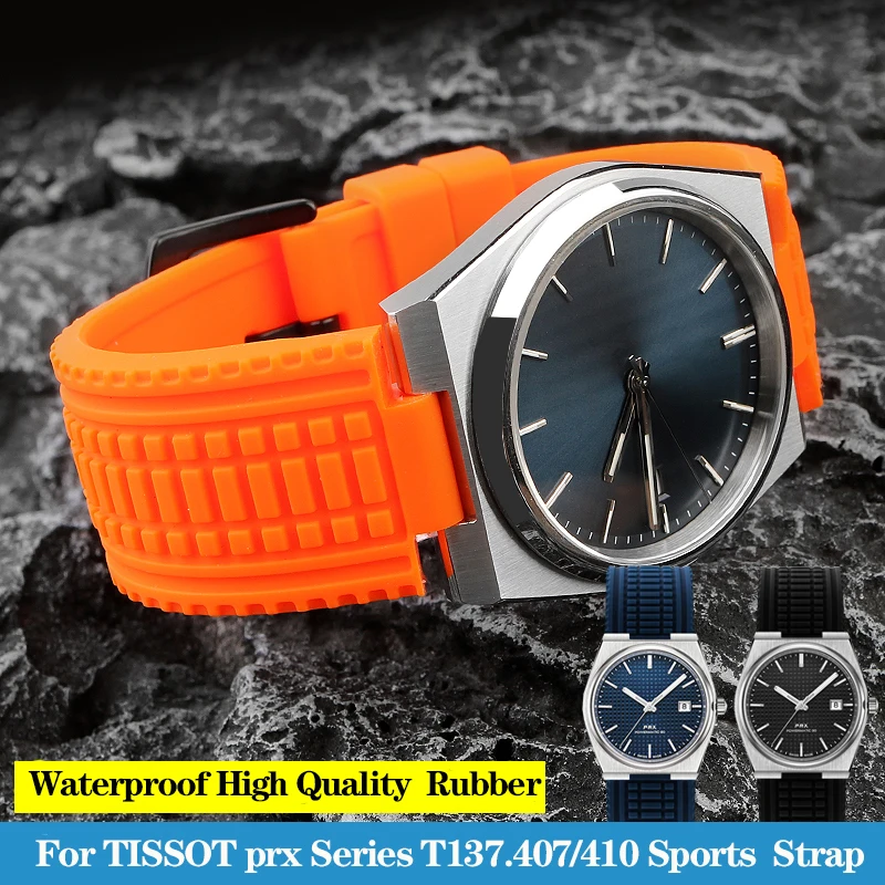 

Силиконовый резиновый ремешок для часов Tissot PRX серии Super Player T137.407/410, водонепроницаемый браслет для занятий спортом на открытом воздухе 24x12 мм