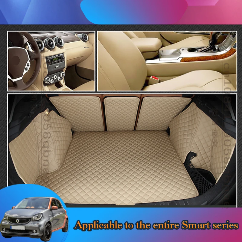 

WZBWZX Luxury 5D Custom Diamond Leather Car Trunk Mat For Smart All Models Fortwo Forfour Auto Styling Accessories Waterproof