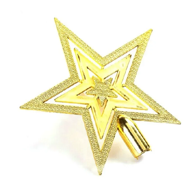 1PCS Christmas Day Christmas Tree Plating Tree Top Star Decoration Gold and Silver Five-Pointed Star Hanging Decoration christmas tree decoration christmas star decoration