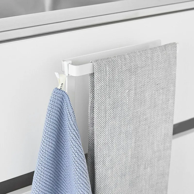 Japanese Kitchen Cabinet Door Rag Hanging Rod Holder No Hole Bedroom Closet Bathroom Compartment Cabinet Board Towel Hangers