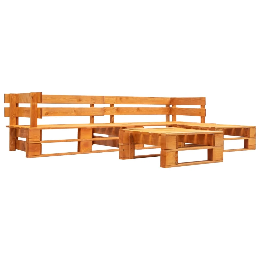 Divani Da Giardino Pallet 4 Pezzi Legno Marrone Miele