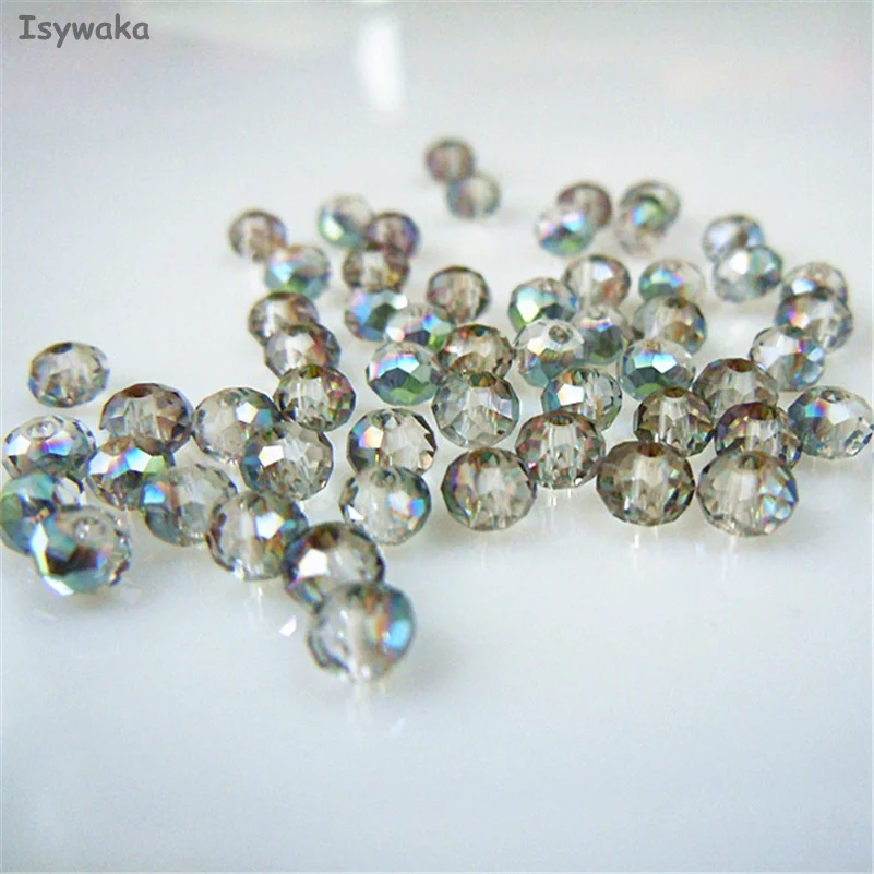 Isywaka Hot Light Green Faceted Crystal Glass Rondelle Spacer Beads for Jewelry Making, 125pcs