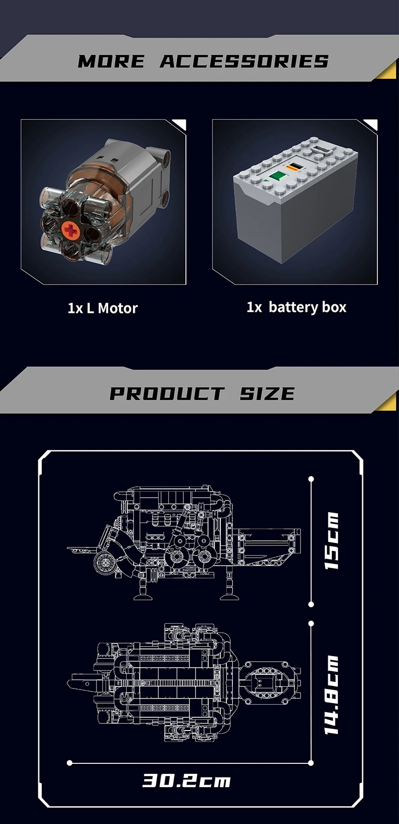 Mould King 10131 Technical Car Engine Toys The Motorized W16 Engine Building Block Assembly Engine Brick Kids Christmas Gift