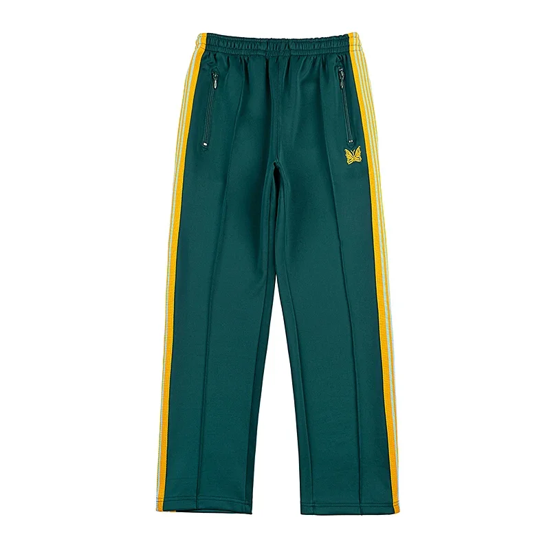 

Брюки спортивные с вышивкой «бабочка» для мужчин и женщин, желтые тренировочные штаны в полоску, на молнии, зеленые, оверсайз, 1:1