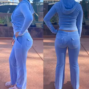 YeadamFission Womens 2 Piece Velour Tracksuit Two Piece Outfits for Women,  Long Sleeve Crop Tops Flared Pants Jogging Sets : : Clothing