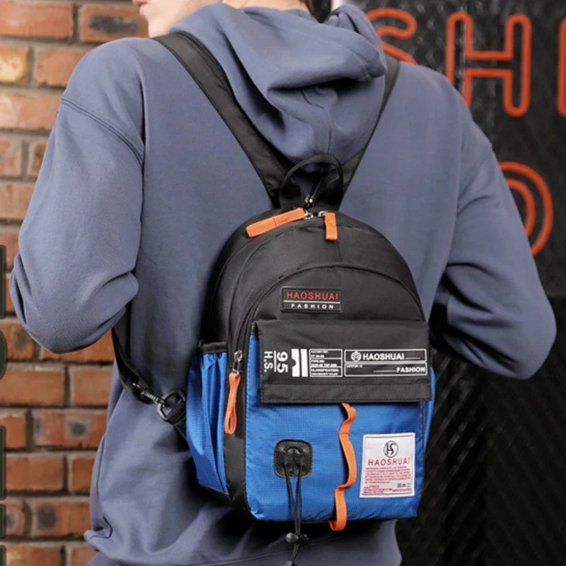 Nylon Men Sling Rucksack Small Backpack Casual