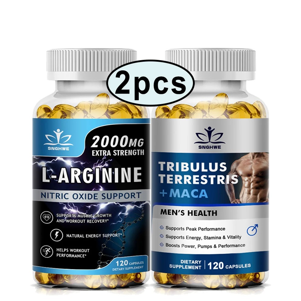 2PCS Male Supplements L-Arginine Boost Endurance Tributus Terrestris Men's Energy Supplement Hormonal Balance Support
