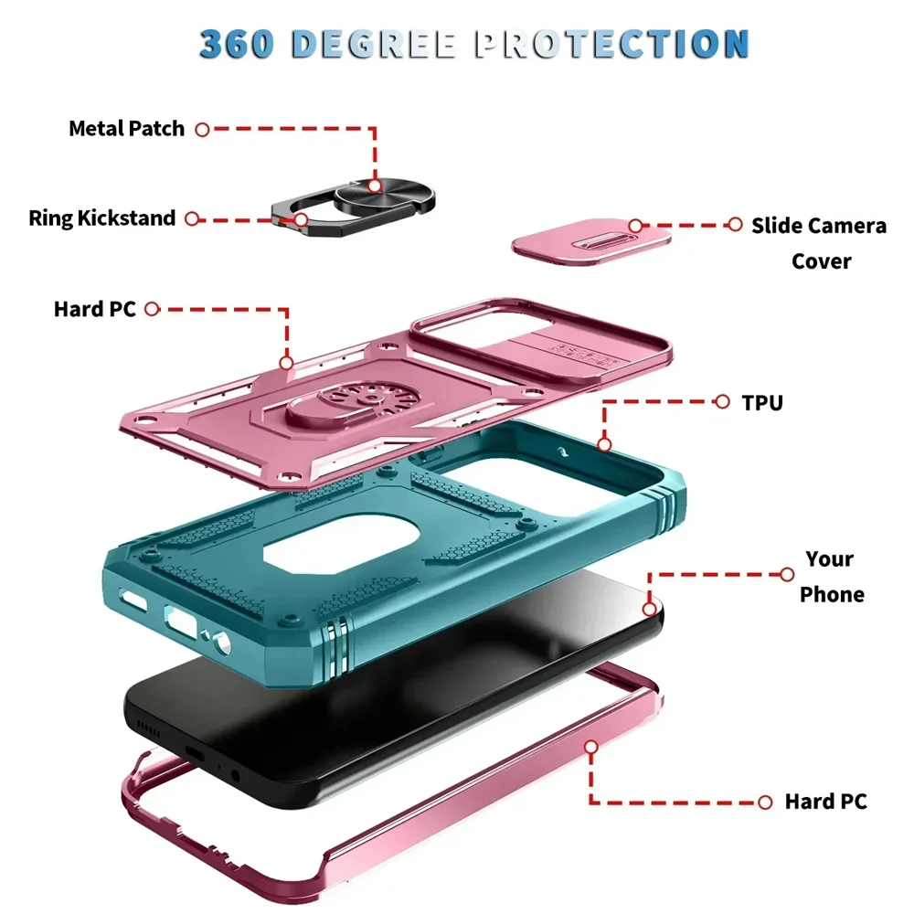 Magnetic Armor Military Grade Phone Case with Camera Slide