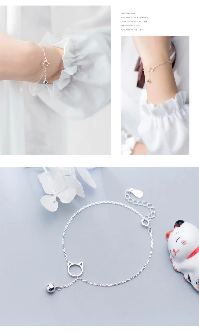 Trendy New Chain Link Cat Lucky Bell Bracelet Tiny Cute - PeticaDeals