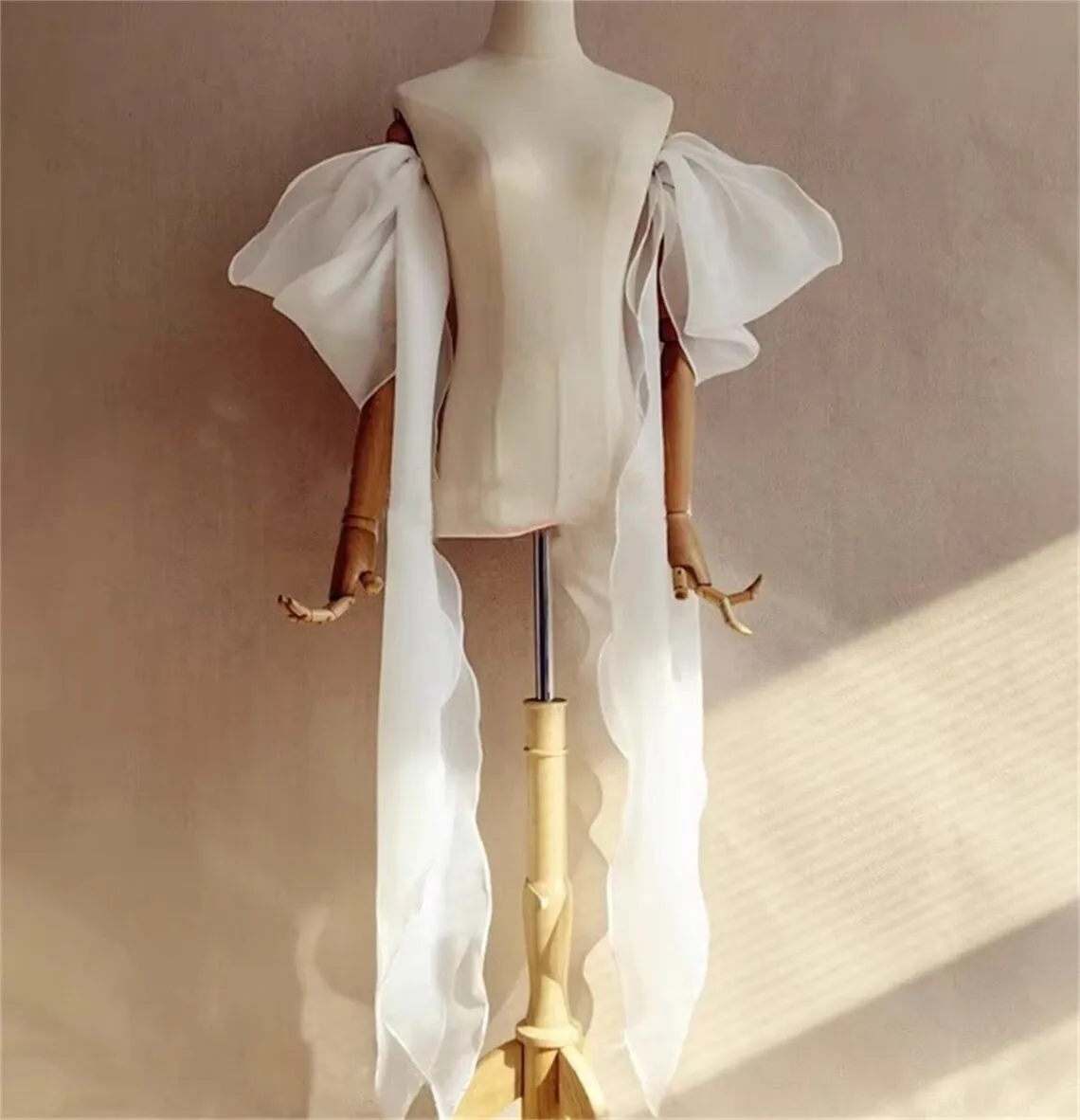 Organza Wedding Decoration Bride Sleeves with Ribbon For Women Formal Party wedding dress gloves wedding sleeve accessories