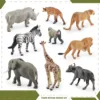 9Pcs Simulated South African Animals Zebra Lion Giraffe Lioness White Rhino African Elephant Model Toy Ornaments 2