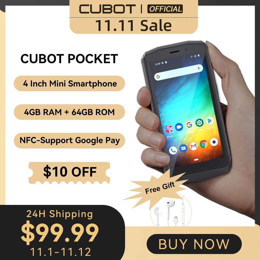 Cubot Pocket, Mini Celular De 4 Polegadas, Smartphone Android, Nfc, 4 ...