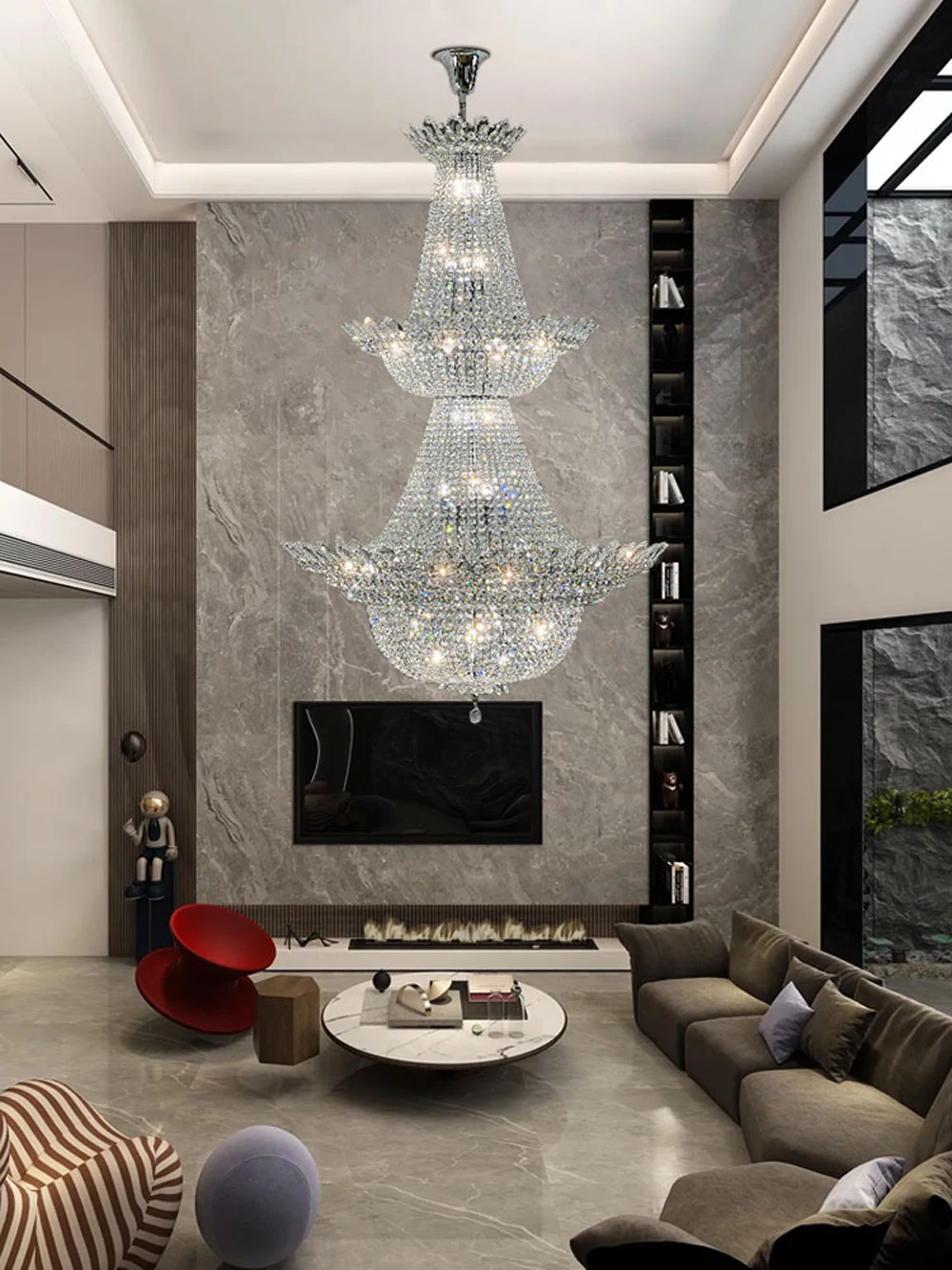 Description Picture 6 of itemDimmable LED K9 Crystal Chrome Staircase Chandelier Lighting Hanging Light Lustre Suspension Luminaire Lampen For Living Room