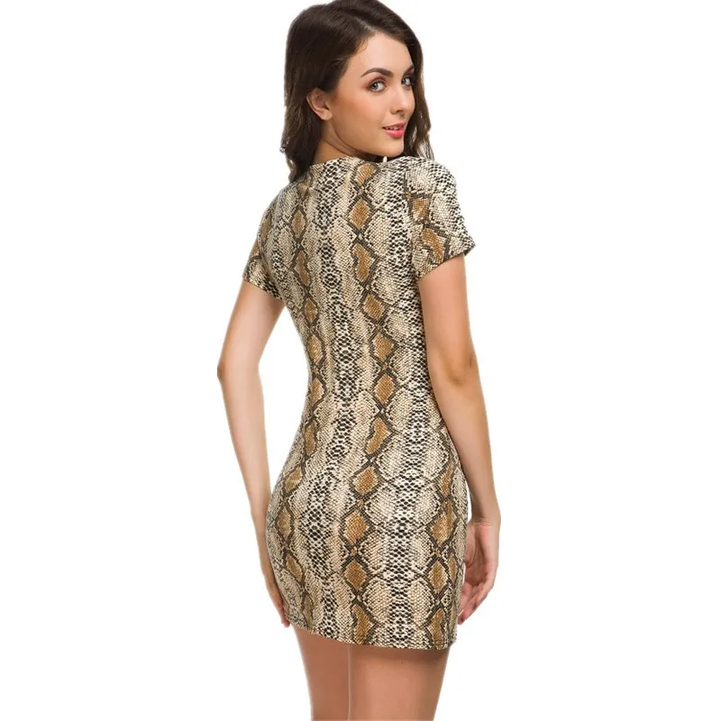 Leopard Print Slim Mini Dresses Women Sexy V-neck Lace Patchwork Package Hip Bodycon Dress Fashion Trendy Streetwear Vestidos