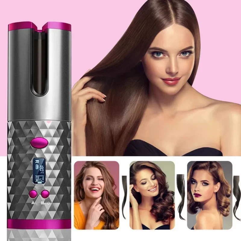 Automatic Hair Curler Portable Wireless USB Rechargeable Auto Rotating Curlers Ceramic Wand Curling Iron Hair Styling Appliance