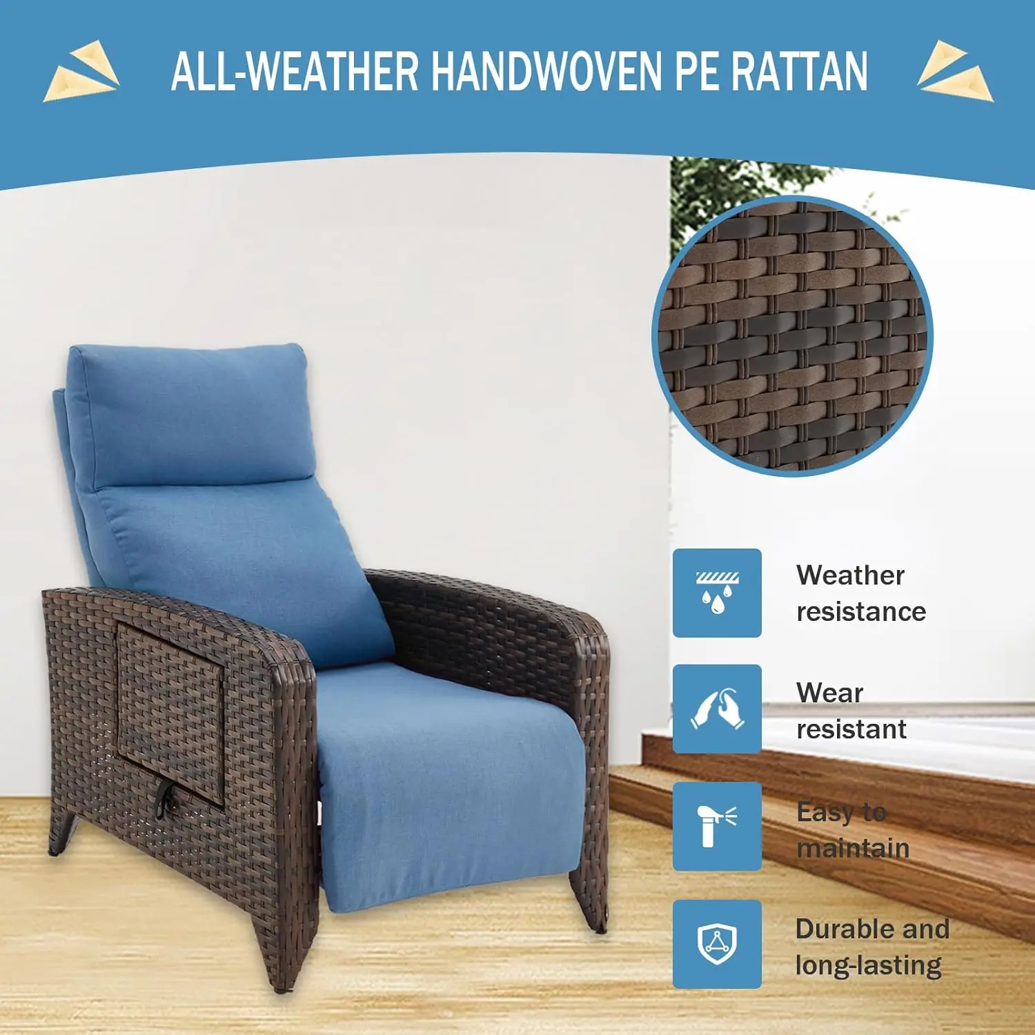 Outdoor wicker recliner chair image 6