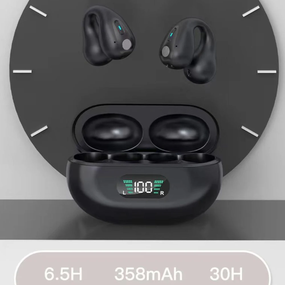 Фото Спортивные наушники, не повреждающие уши, bluetooth-совместимая гарнитура, наушники-вкладыши с клипсой и костной проводимостью №5