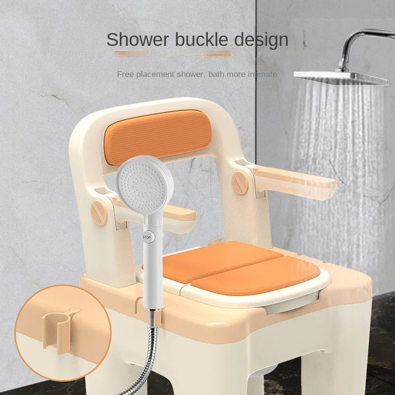 Elderly Bath Chair Toilet Seat Dual Use, Thickened Portable Indoor Commode Toilet Chair for Elderly Disabled Disability Aids