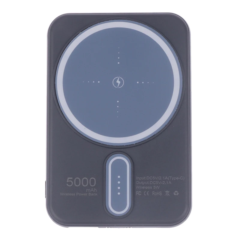 맥세이프 배터리용 미니 마그네틱 보조베터리, 무선 고속 충전 외장 배터리, 5000mAh