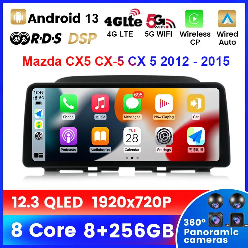 

12.3 Inch Android 13 Auto Car Radio For Mazda CX5 CX-5 CX 5 2014 2015 2016 Multimedia Keep Car Carplay System 1920*720 AutoRadi