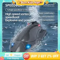 2.4G RC High Speed Boat Water-cooled Turbojet Navigation Lights Remote Control Ship 40KM/h Kids Outdoor Pool Game Toys Boys Gift 1