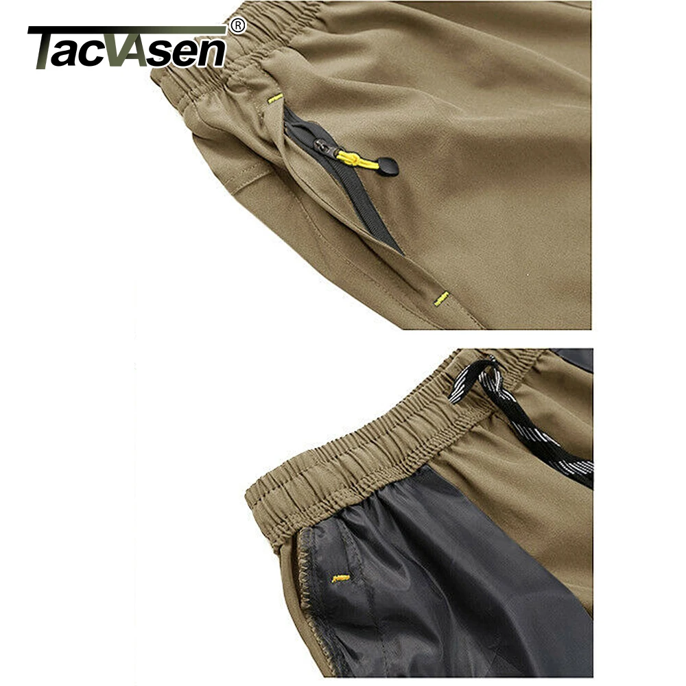 TACVASEN 남성용 3/4 길이 속건성 카프리 반바지, 하이킹 캠핑 산악 작업 반바지, 지퍼 포켓 야외 낚시 반바지, 여름