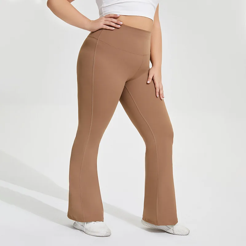 Women Large Size Yoga Flare Pants Nude Feel High Stretch Hip Lift Fitness Pants Plus Size Casual Yoga Pants KK192