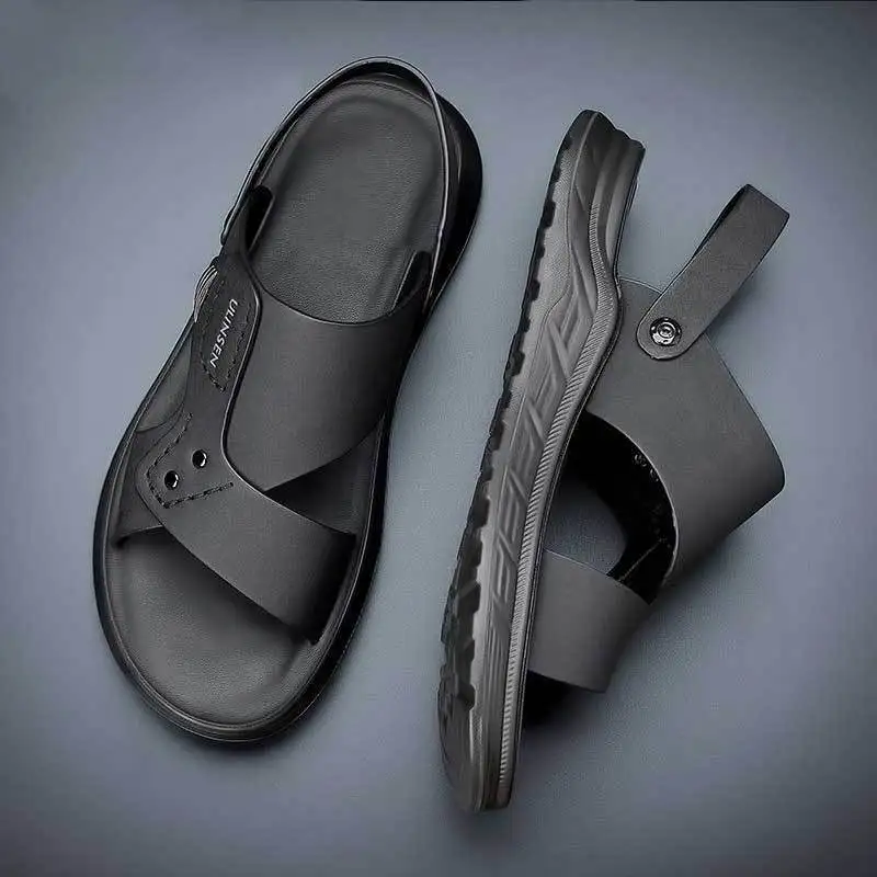 Shoes Men Hiking Open Soft Indoor Beach Trekking Slippers Man Sandals Outdoor Ankle Wrap Genuine Leather Pvc Styles 39