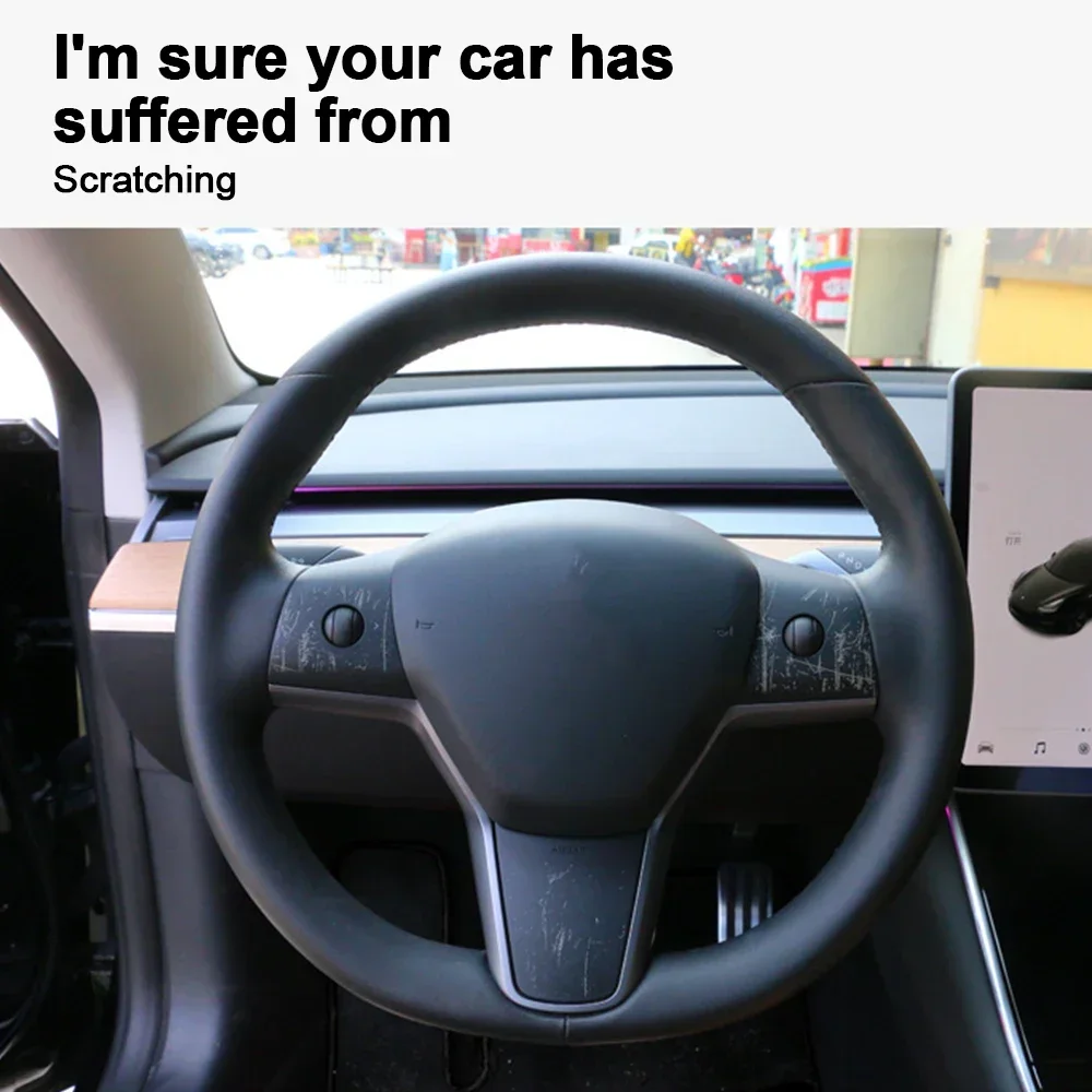 Für tesla lenkrad modell 3 modell y verkleidung aus abs carbon faser matt für tesla 2022/2023 innen modifiziertes accessorie worldmu – Detail 8