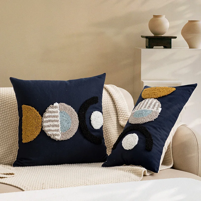 

Retro Tree Moon Style Embroidered Pillowcase Cushion Cover Casual Cotton Tufting Case Sofa Bedroom Decor