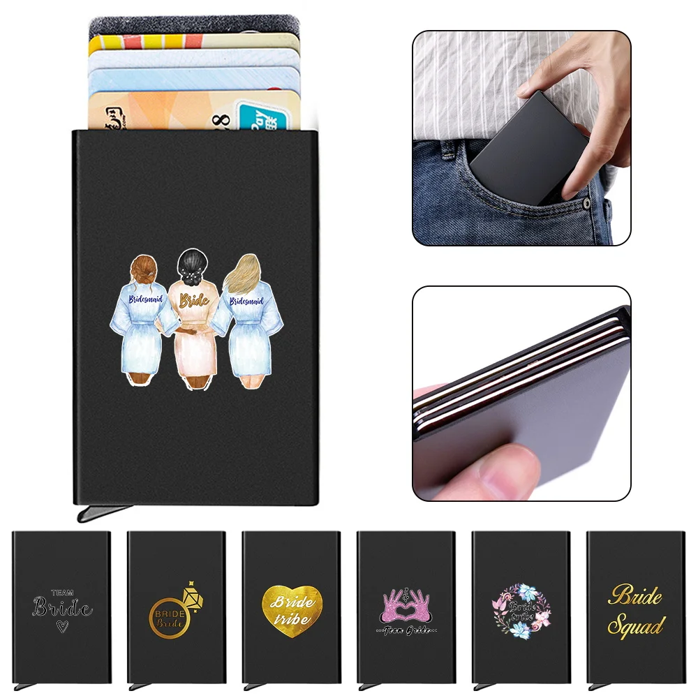 Anti-theft ID Credit Card Holder Bride Pattern Print Thin Aluminium Metal Wallets Pocket Case Credit Card Box for Women Men 2023 men card holder anti theft id credit thin aluminium metal portable carte wallets pocket case hand pattern print credit card box