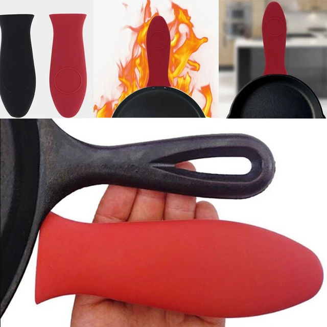 Support de poignée de casserole en silicone antidérapant, pièces  d'ustensiles de cuisine de table, manique, poignée de poêle en fonte,  couvercle de manchon, poignée de casseroles - AliExpress