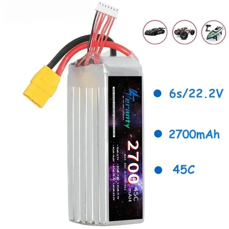 Batterie LiPo 6S 22.2V 3000mAh 45C XT90 pour RC Drone FPV